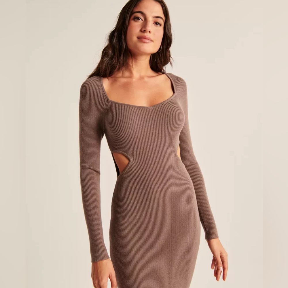 A&F Long-Sleeve Cutout Midi Sweater Dress